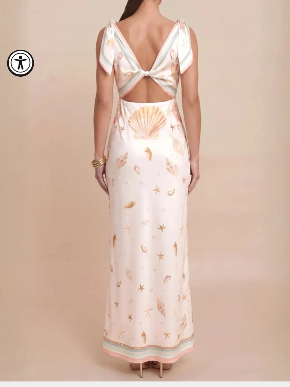 Luxxel Seashell Print Maxi Skirt in Blush and Gold